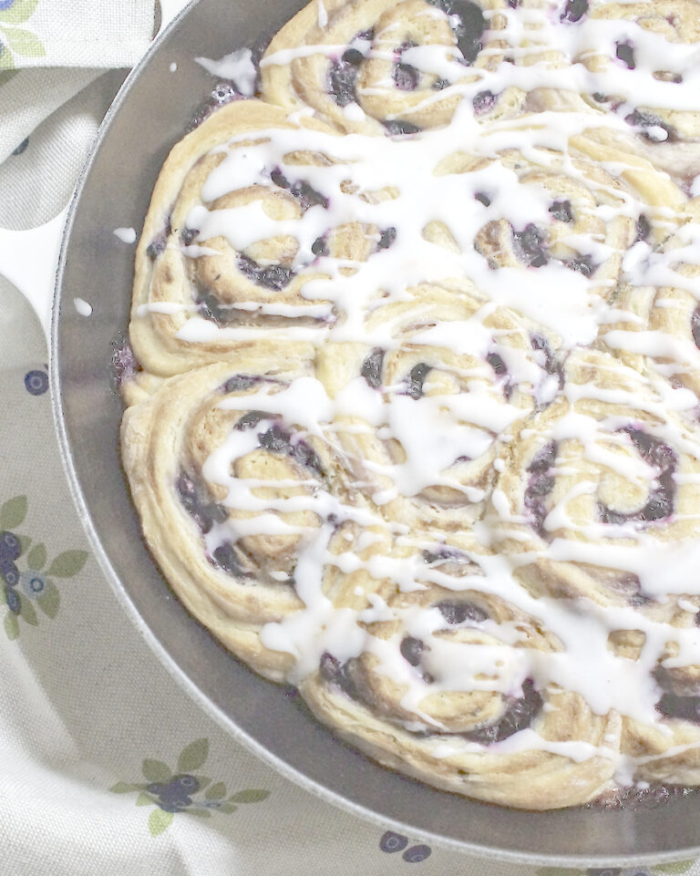 Blueberry Lemon Sourdough Sweet Rolls with Lemon Glaze